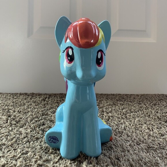 My Little Pony Rainbow Dash Pegasus 9.5" Ceramic Coin Piggy Bank w Plug MLP - Picture 2 of 7